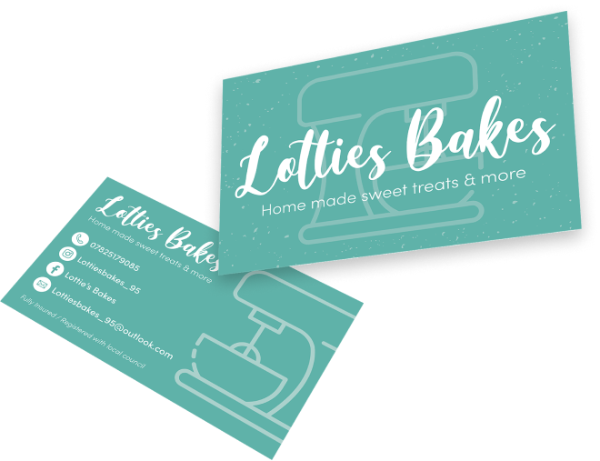 a picture of lottie bakes business cards